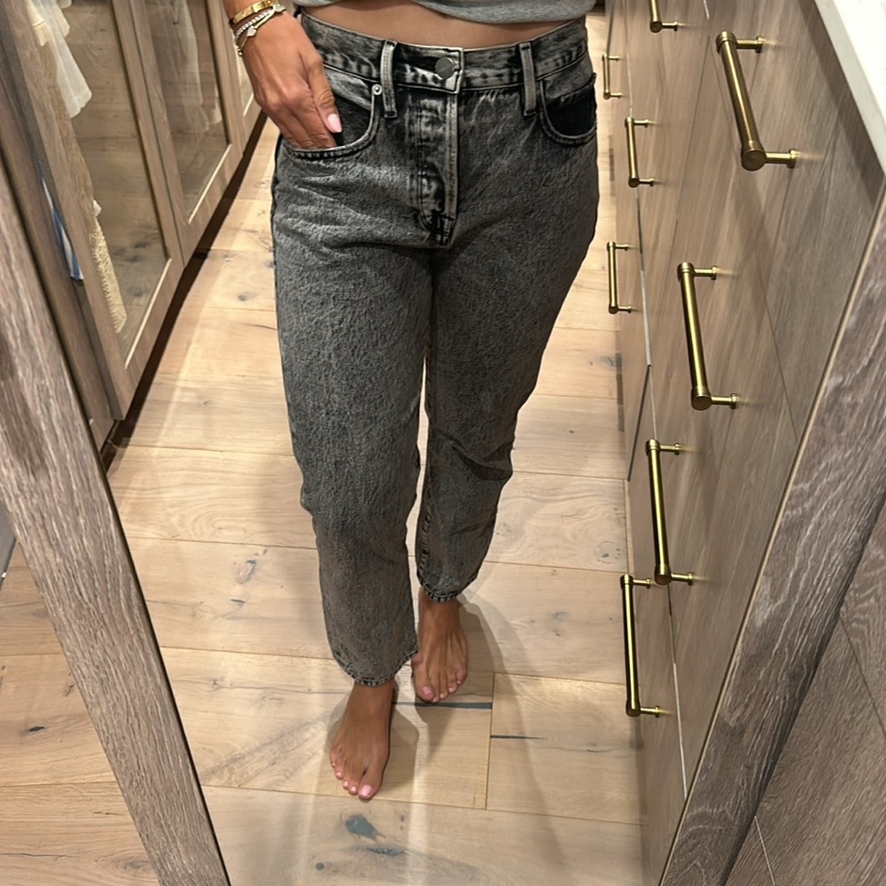 Frame acid wash black jeans